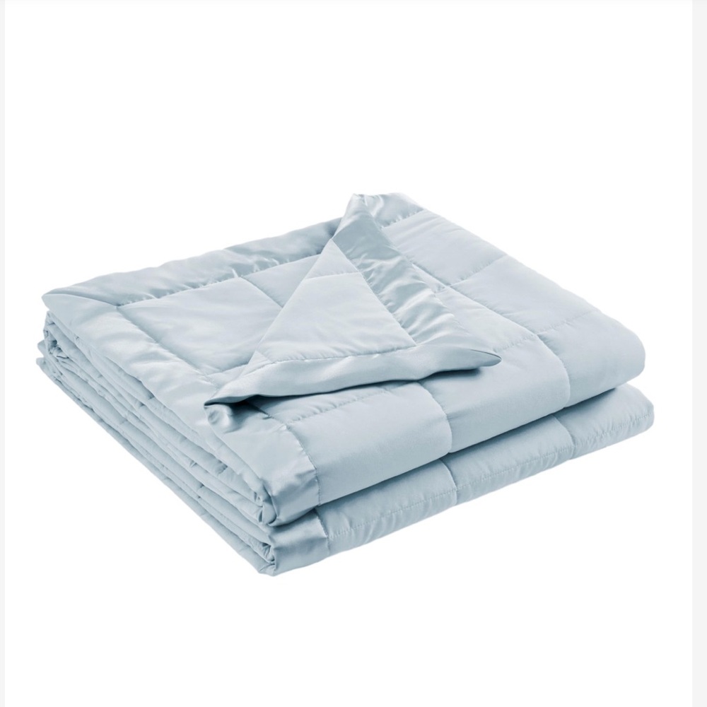 Satin Trim Blanket TWIN SIZE Light Blue